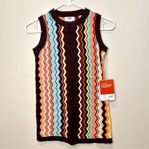 NWT Missoni Brown Multi Zigzag Knit Top, Size M
